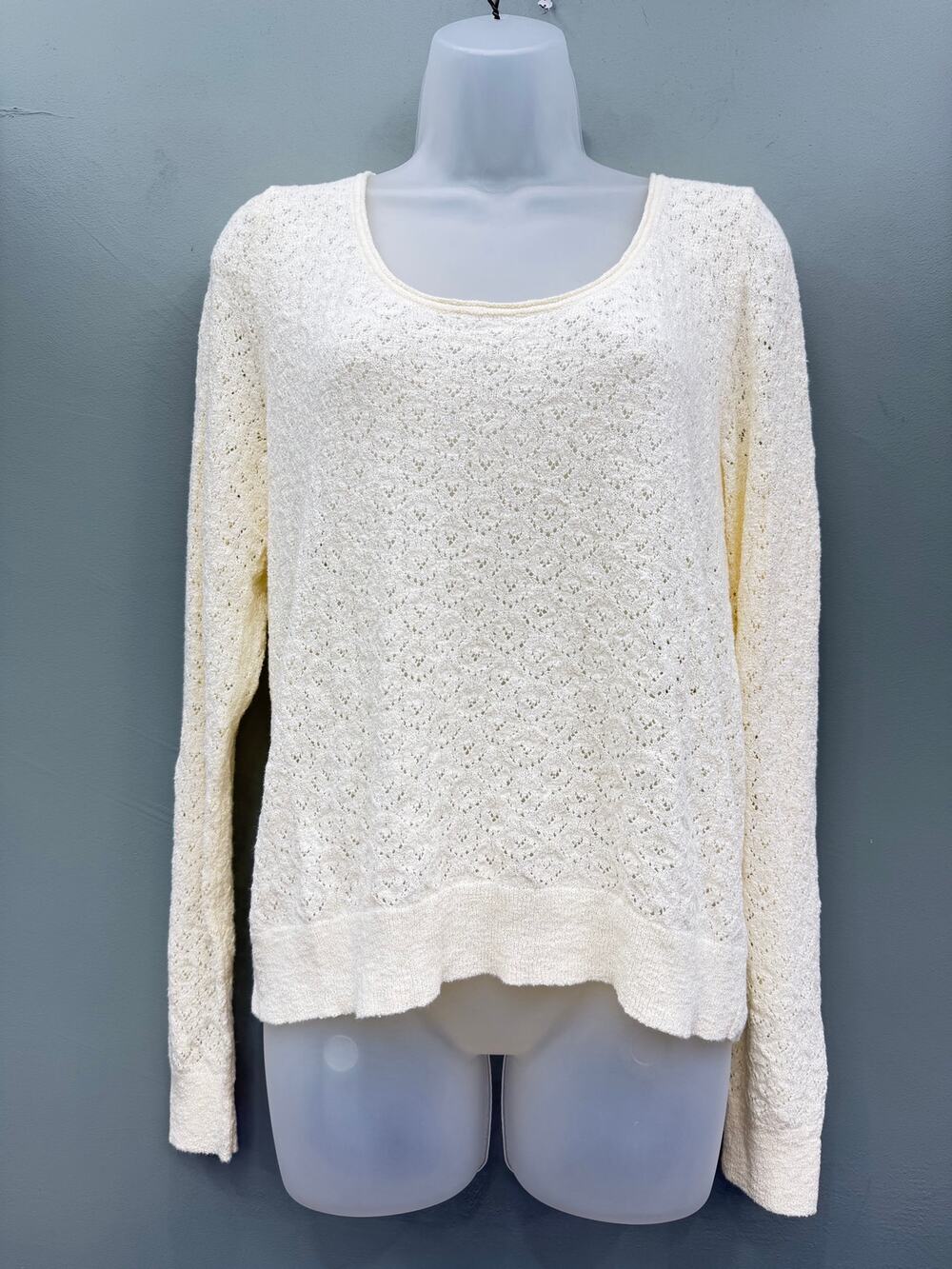 Universal Thread Pointelle Sweater XL Cream NWT Open Knit Scoop Neck Cotton